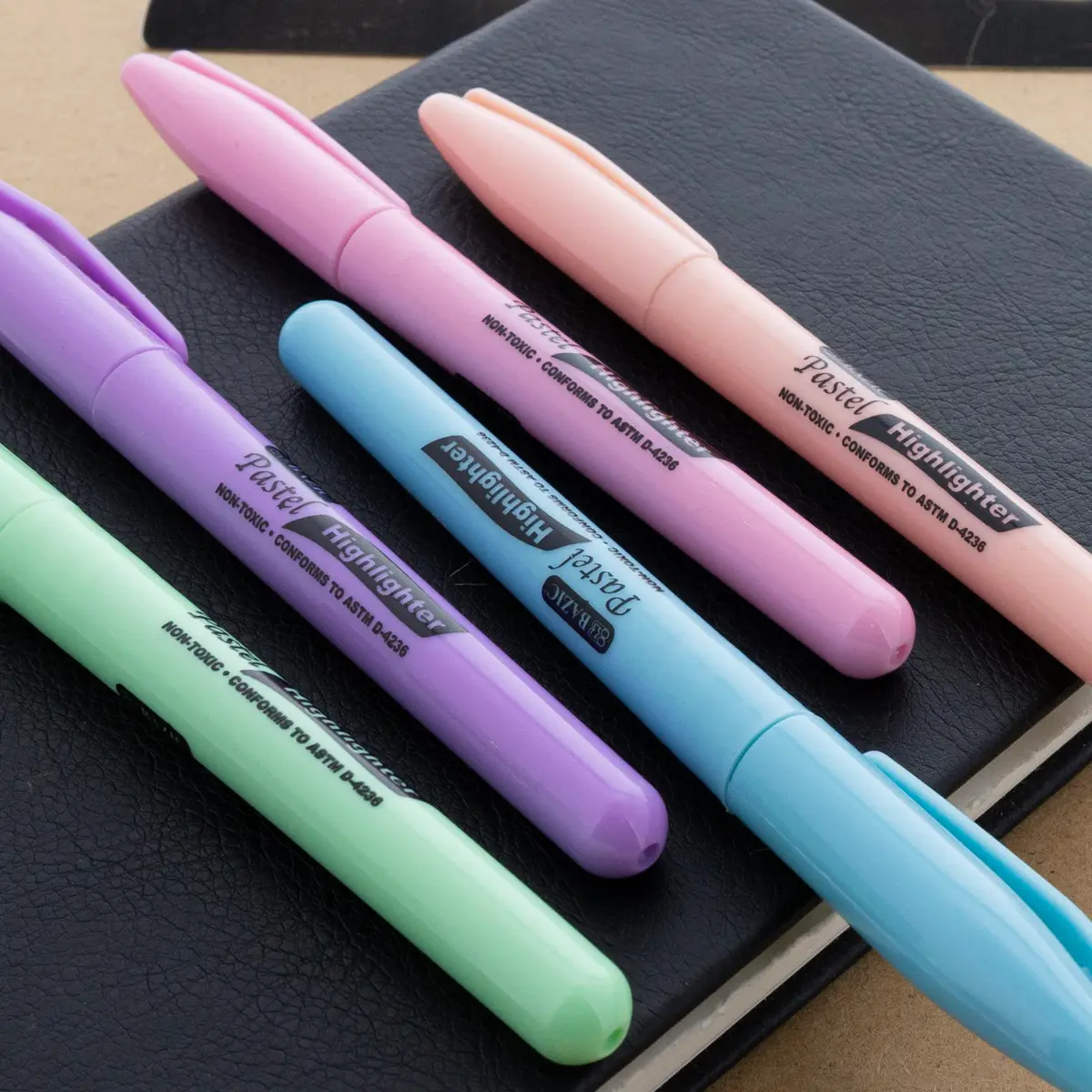 BAZIC PRODUCTS Pen Style Highlighters, Chisel Tip, Clip, 5 Count | Assorted Pastel Colors for Study & Office - view 6