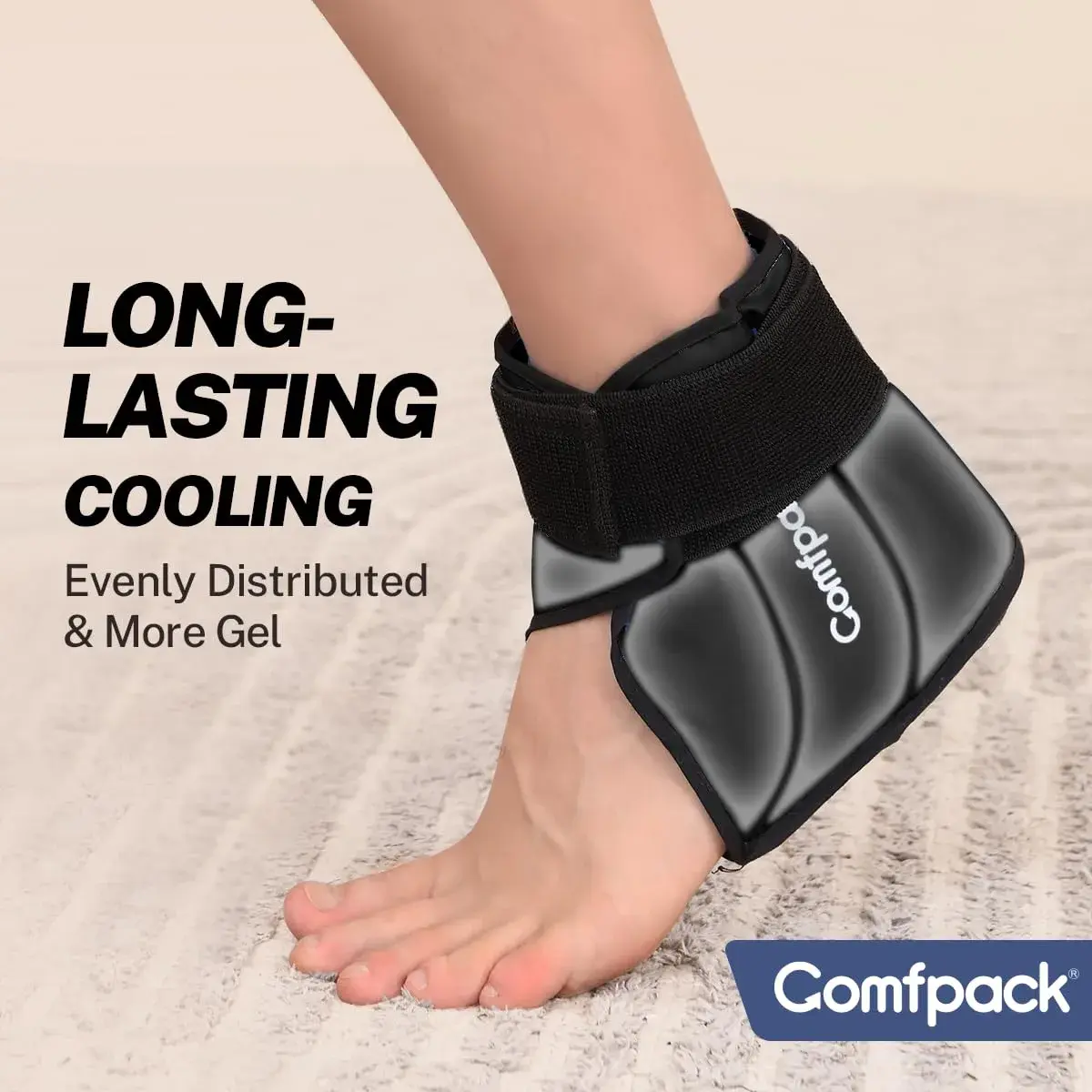 Comfpack Ankle Ice Pack Wrap for Swelling & Pain Relief | Black, One Size - view 6