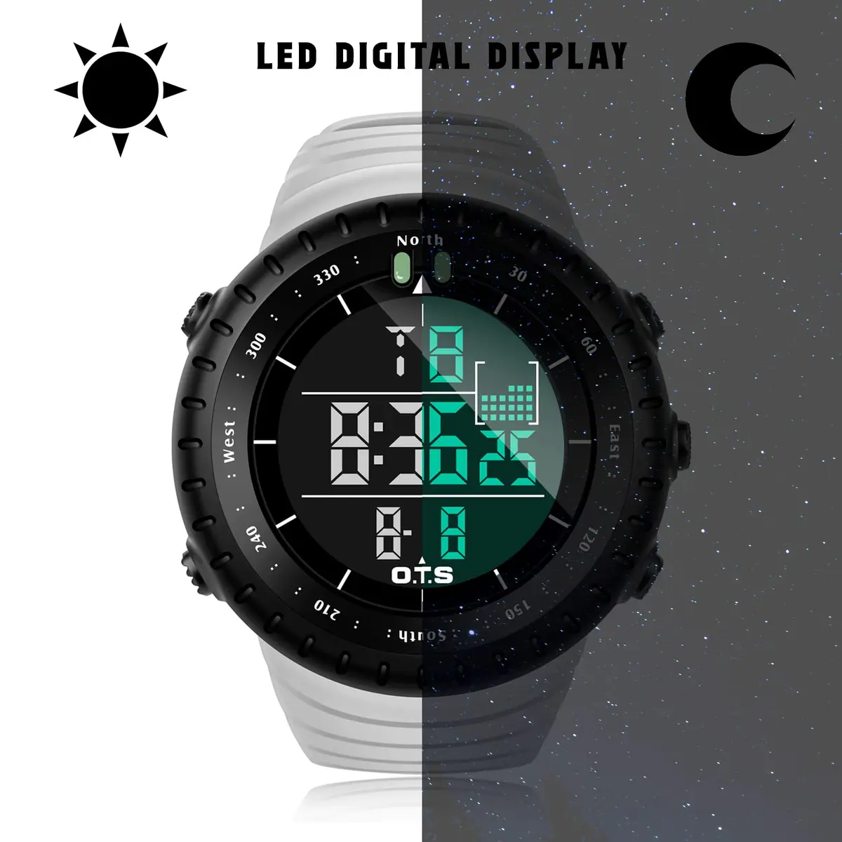 PALADA Men's Digital Sports Watch 50mm (1.97in) with LED Backlight | Water Resistant 50M - view 5