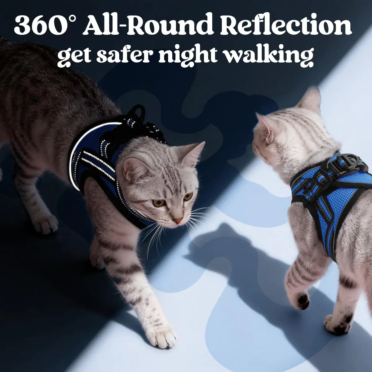 rabbitgoo Cat Harness and Leash Set, Step-in Soft Vest, Blue | Adjustable Escape-Resistant Fit - view 5