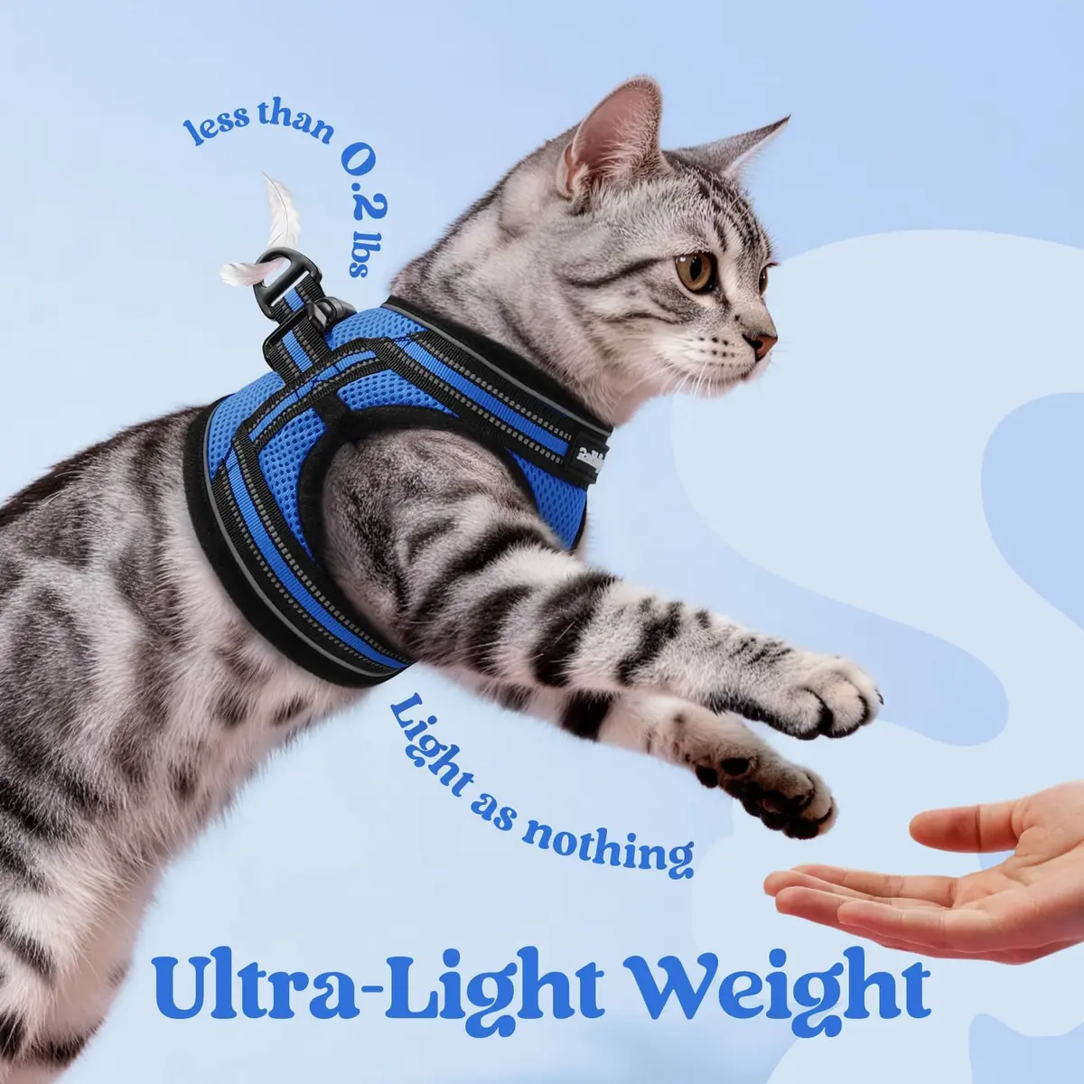 rabbitgoo Cat Harness and Leash Set, Step-in Soft Vest, Blue | Adjustable Escape-Resistant Fit - view 6