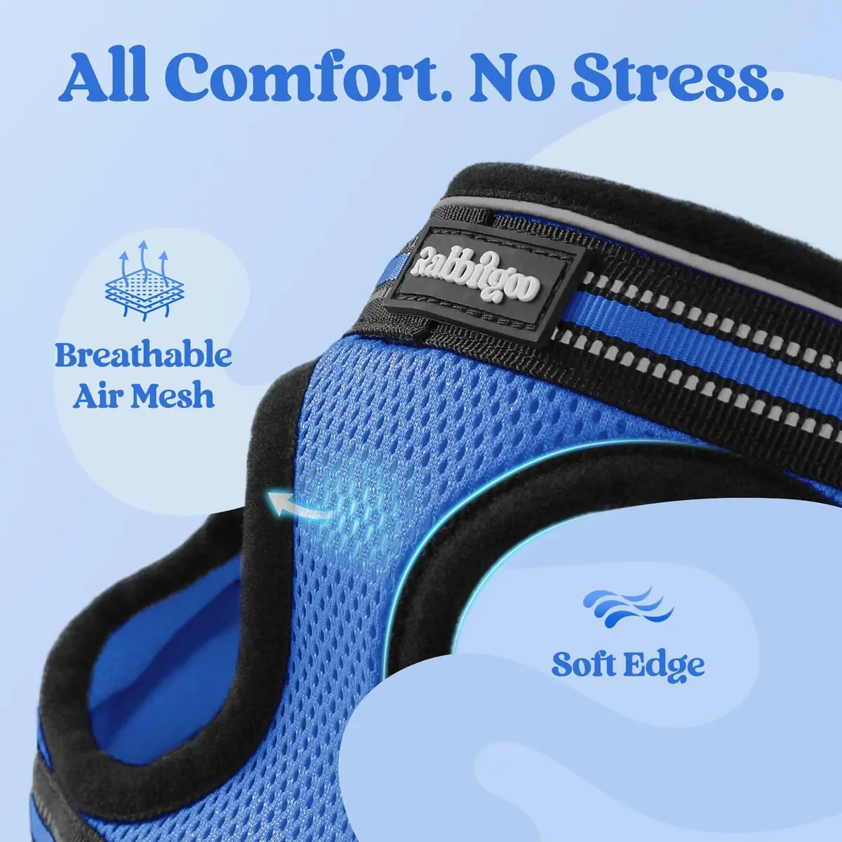 rabbitgoo Cat Harness and Leash Set, Step-in Soft Vest, Blue | Adjustable Escape-Resistant Fit - view 7