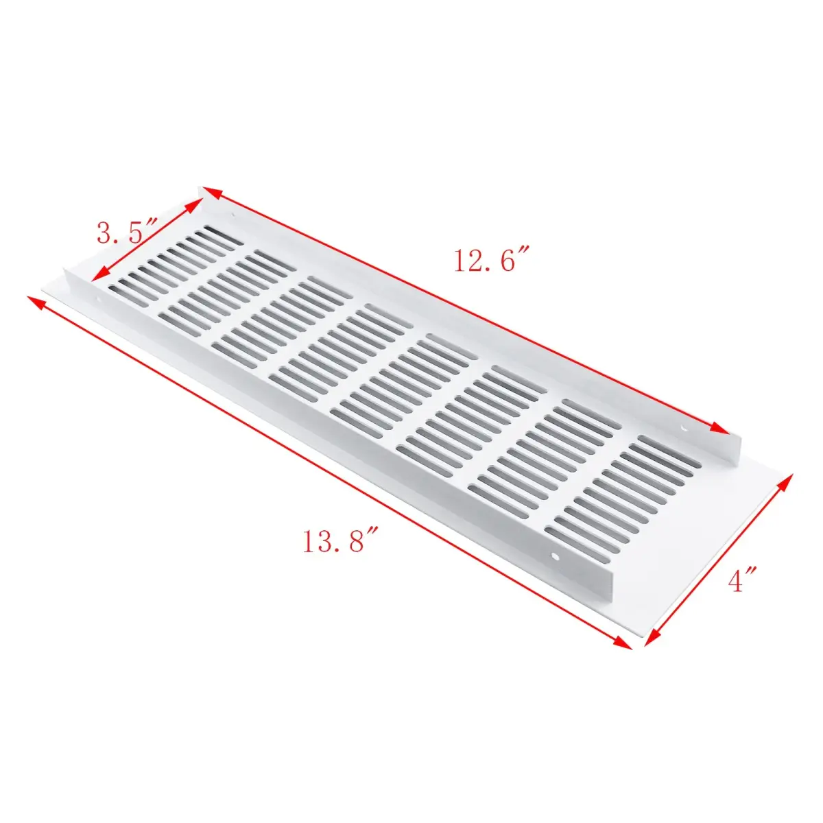 Geesatis White Air Vent Covers, 13.8 x 4 Inch, Pack of 2 | Rust-Proof Aluminum Alloy for Cabinets & Closets - view 2