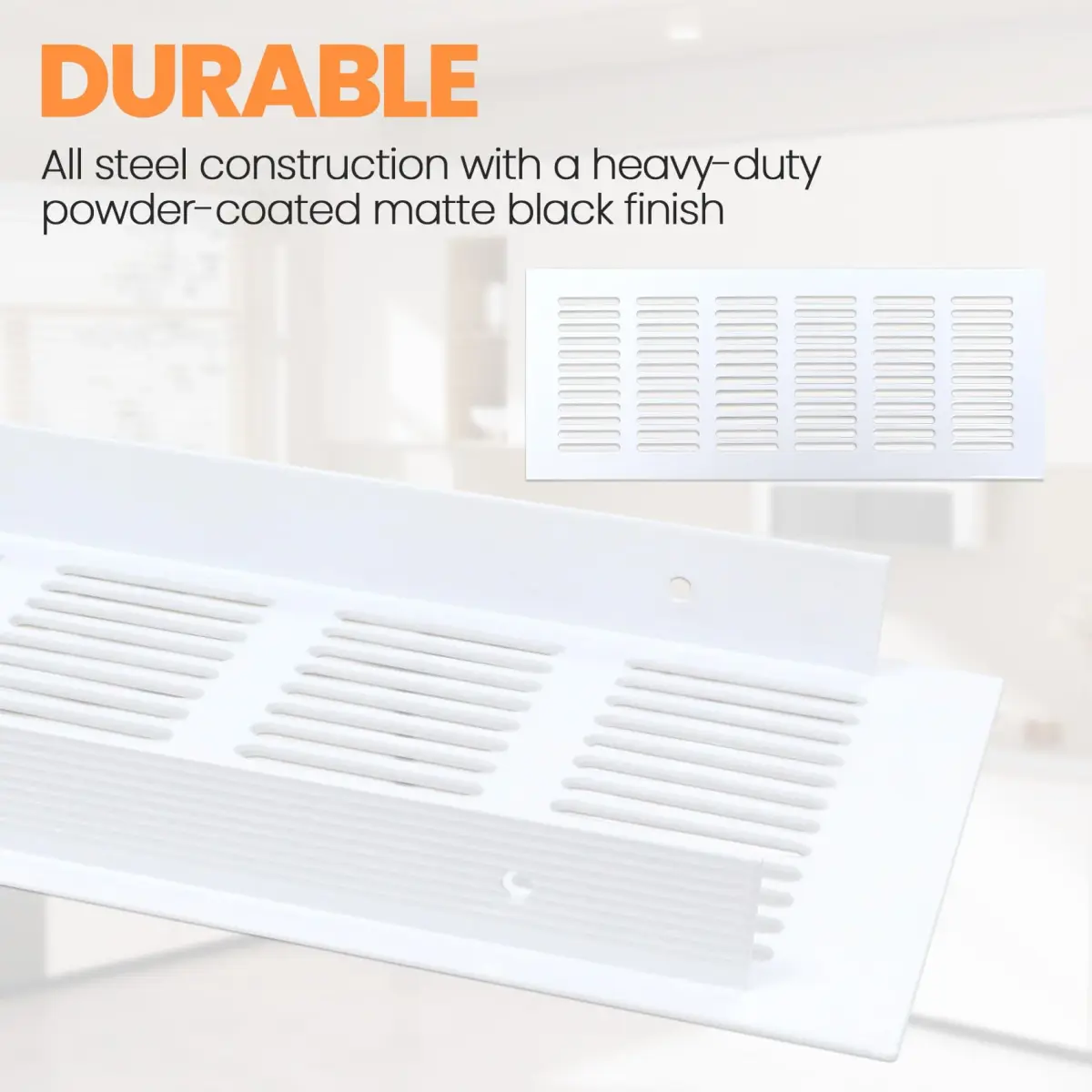 Geesatis White Air Vent Covers, 13.8 x 4 Inch, Pack of 2 | Rust-Proof Aluminum Alloy for Cabinets & Closets - view 3