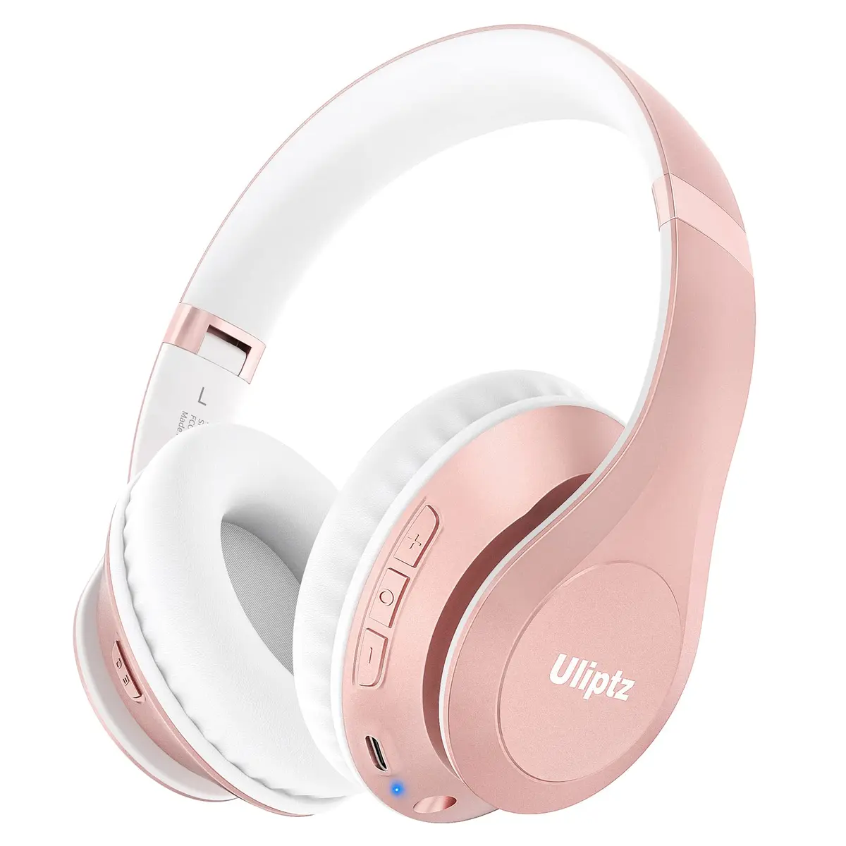 Uliptz Bluetooth Headphones Over Ear, Wireless HiFi Stereo Foldable Headset with 65H Playtime & 6 EQ Modes | Rose Gold - main product image