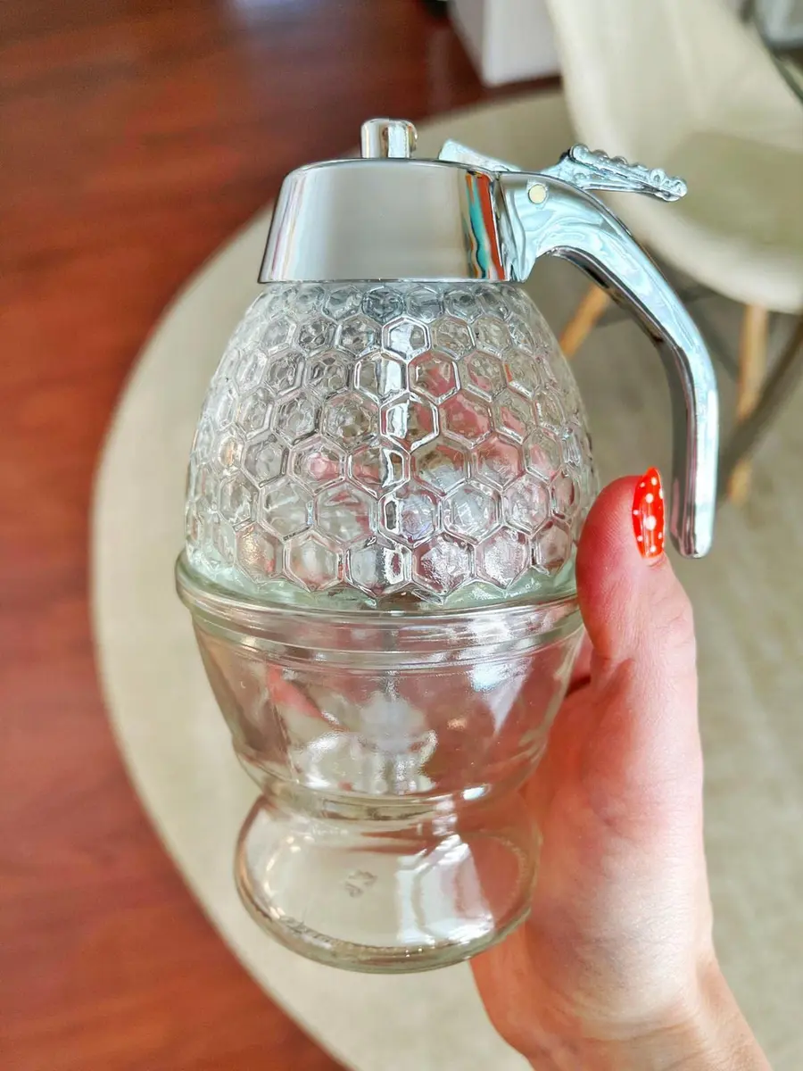CLEVLI Glass Honey Dispenser 236ml (8 Oz) with Stand | No Drip, Easy Pour Honey Pot - view 7