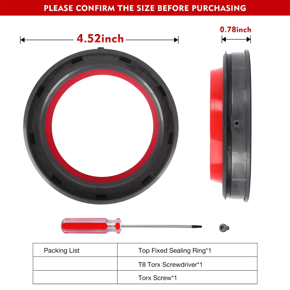 Kuflant Dust Bin Sealing Ring Assembly for Dyson V11 V15 SV14 SV15 SV22 Vacuum | Includes T8 Torx Screwdriver & Screw - view 2