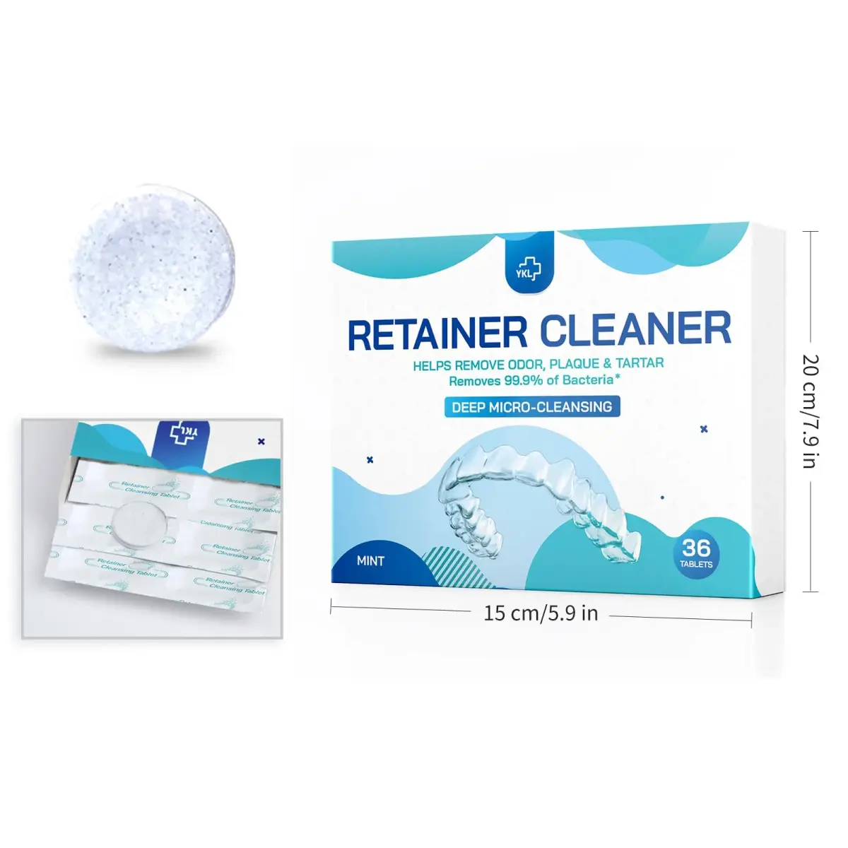 YKL Retainer & Denture Cleaner Tablets 36 Count (Pack of 1) | Cleans Dental Appliances with Mint Flavor - view 2