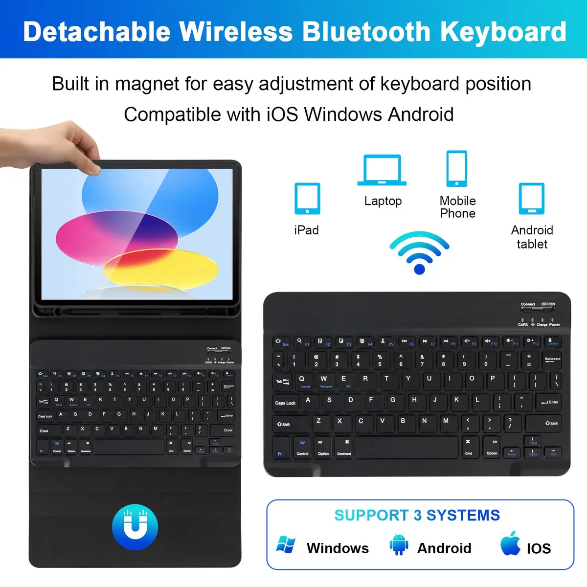LAMA Keyboard Case for iPad (A16) 11th Gen 2025 /10th Gen 2022 | Magnetic Keyboard with Pencil Holder - view 4