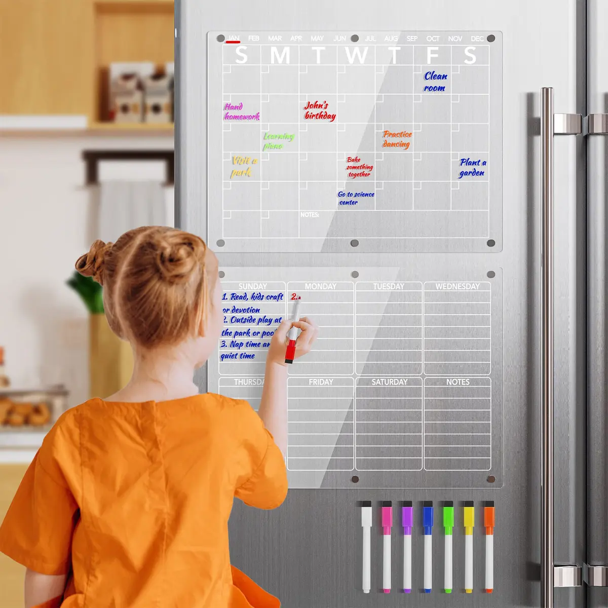 Neatsure Clear Acrylic Magnetic Dry Erase Board Calendar for Fridge 15"x11" (38cm x 28cm) | Organize Your Life - view 6