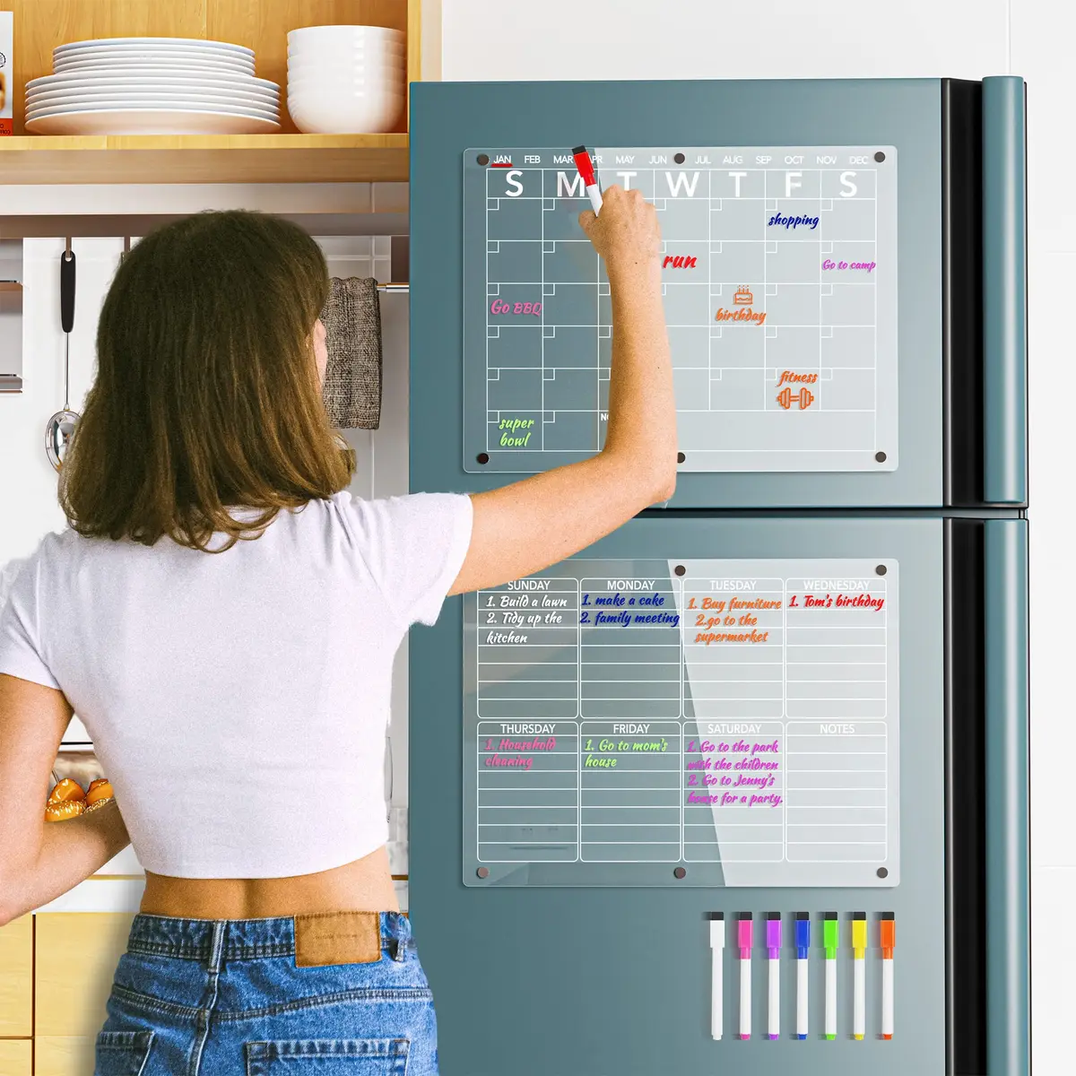 Neatsure Clear Acrylic Magnetic Dry Erase Board Calendar for Fridge 15"x11" (38cm x 28cm) | Organize Your Life - view 7