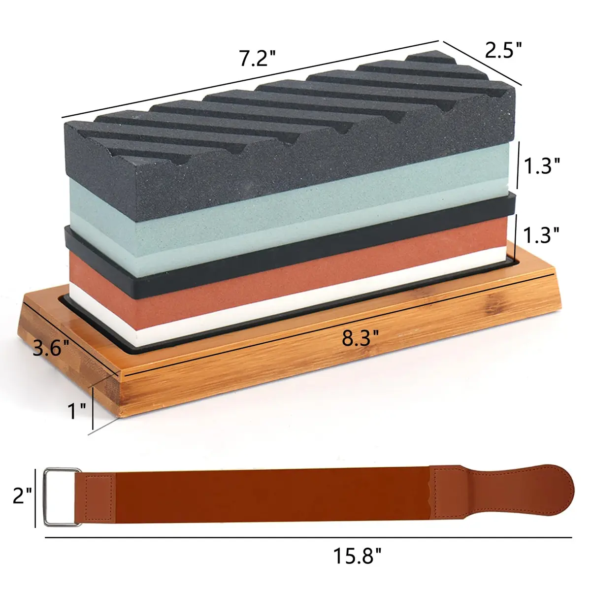 Lrker 4-Side Whetstone Sharpener Set 400/1000/3000/8000 Grit with Bamboo Base & Cut Resistant Gloves - view 3