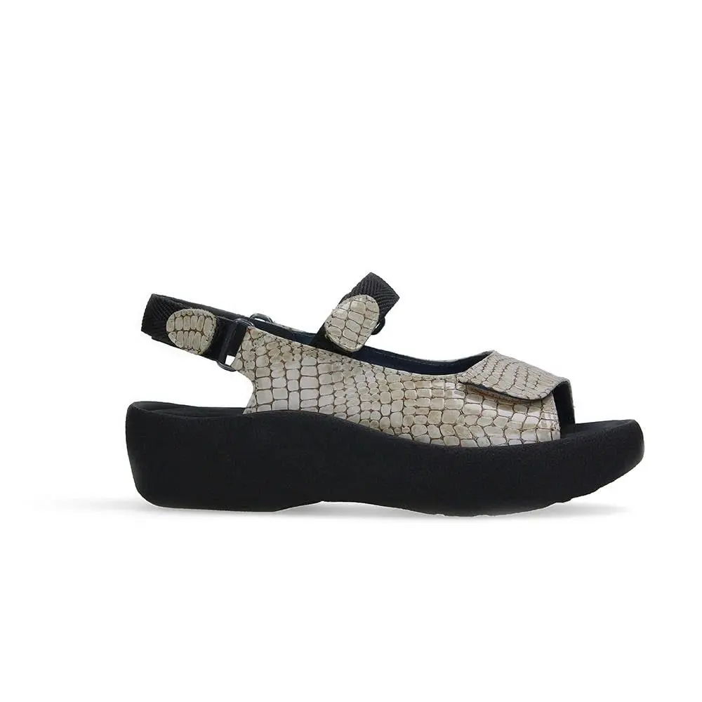 Wolky Jewel - 67-390 | Comfortable Leather Sandal for Women, Beige, No Heel, Adjustable Velcro, Anatomical Footbed (US 7.5-8) - main product image