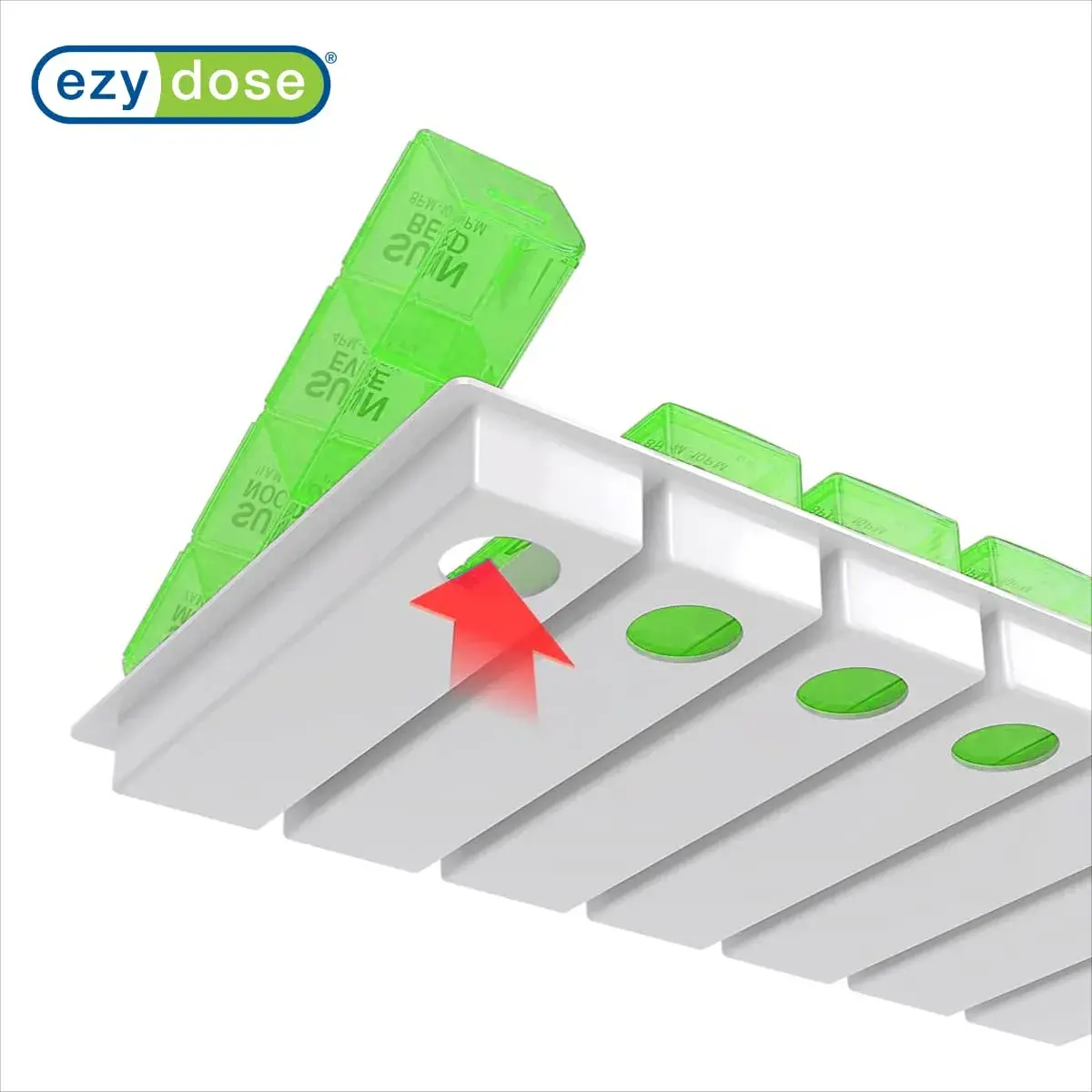 EZY DOSE Pop-Out Daily 7-Day Pill Organizer, Green, Large | 4 Doses/Day, 28 Compartments - view 5