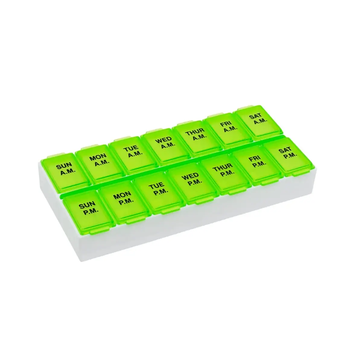 EZY DOSE Weekly AM/PM Pill Organizer Medium Medicine Case Green | 14 Compartments - main product image