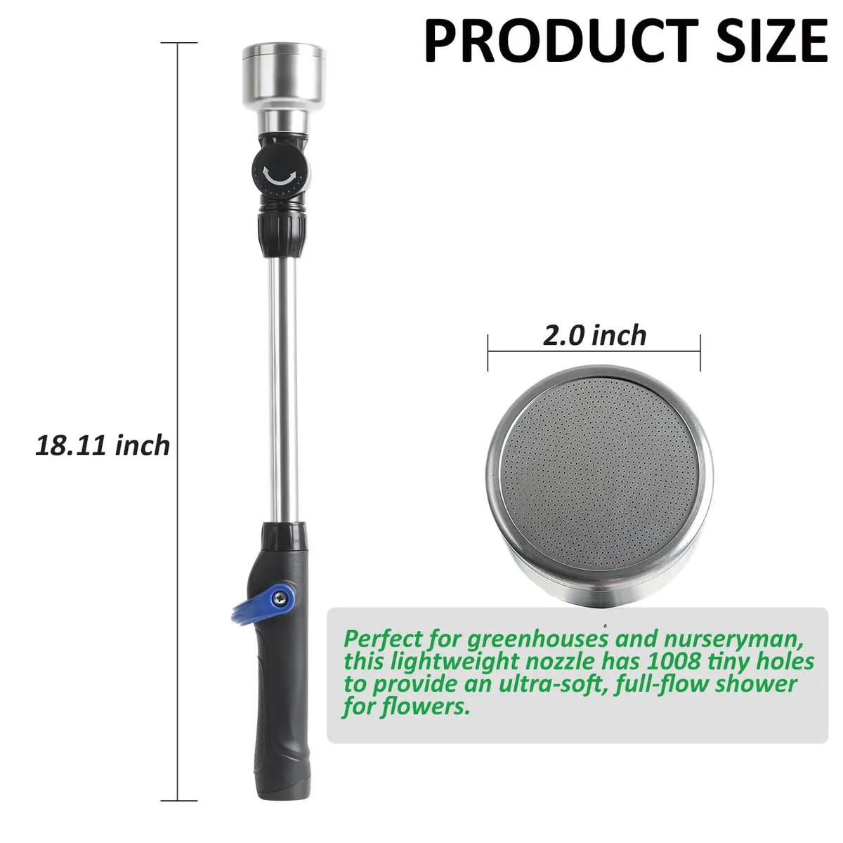 STYDDI Soft Rain Watering Wand 18” | Gentle Spray Garden Tool for Delicate Plants - view 6