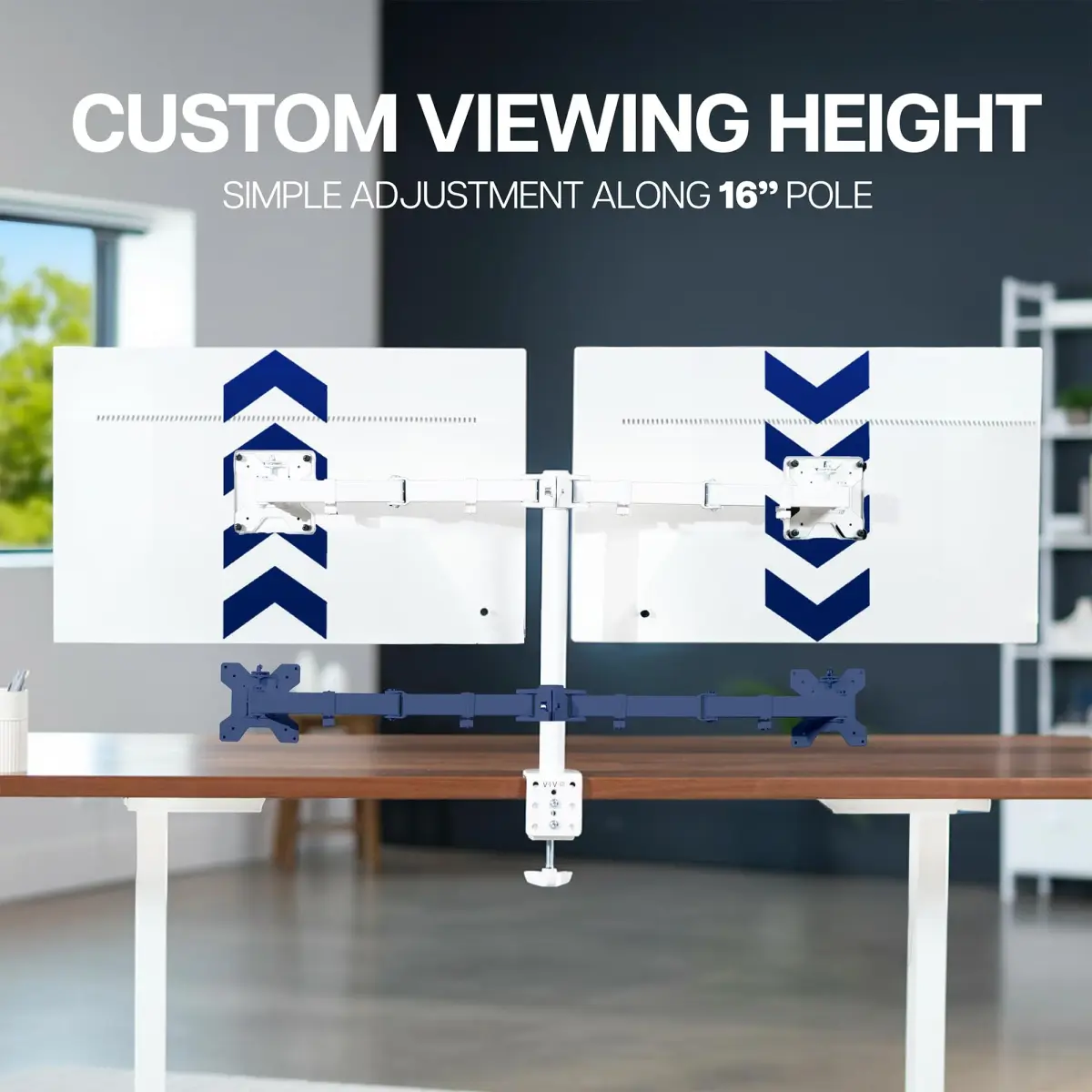 VIVO Dual Monitor Desk Mount STAND-V032W | Heavy Duty Adjustable Stand for 2 LCD LED Screens up to 32 inches, White - view 5