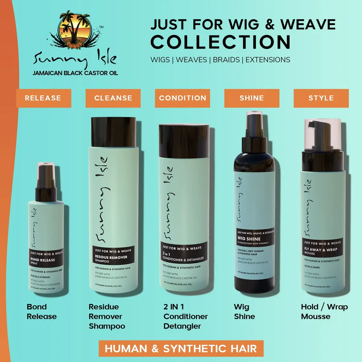 Sunny Isle 8oz Conditioner & Detangler for Synthetic & Natural Hair | Aloe Vera, Tea Tree, Jamaican Black Castor Oils - view 5