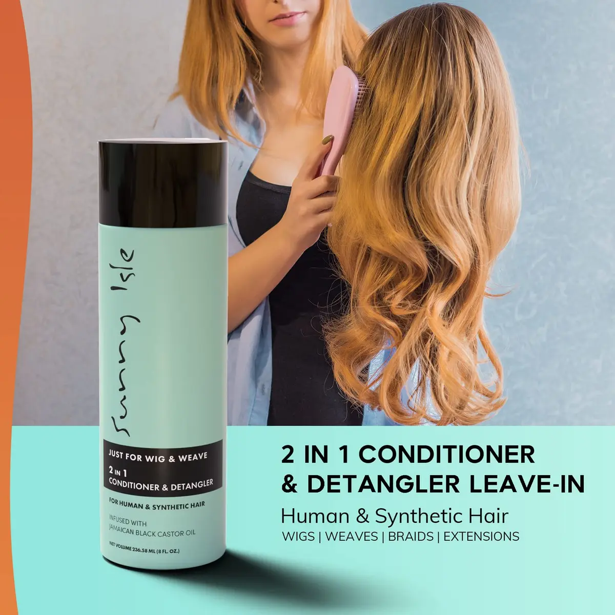Sunny Isle 8oz Conditioner & Detangler for Synthetic & Natural Hair | Aloe Vera, Tea Tree, Jamaican Black Castor Oils - view 2
