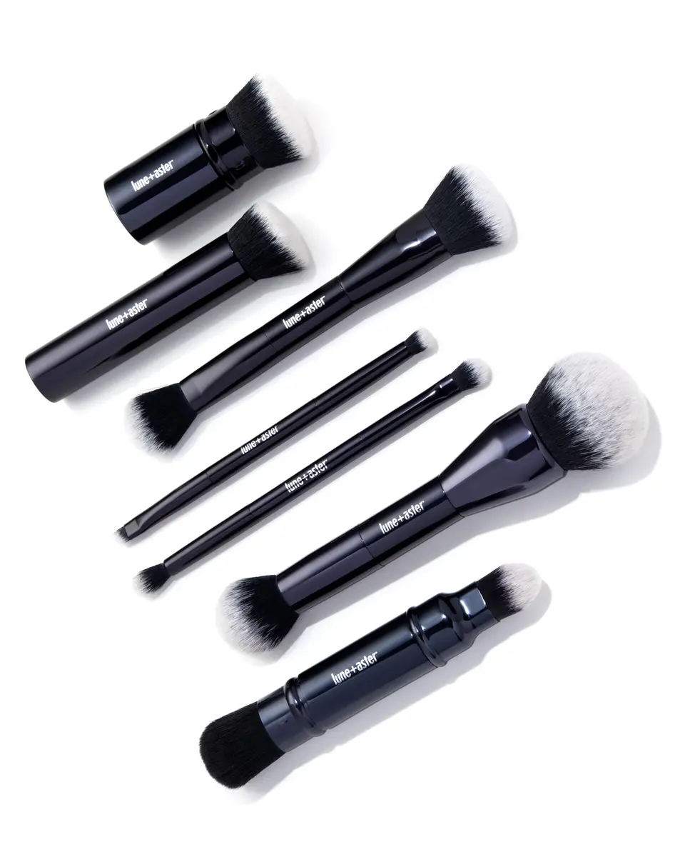 Lune+Aster Eyeshadow Duo Brush | Vegan Bristles, Dual-Ended, Aluminum Handle - view 6