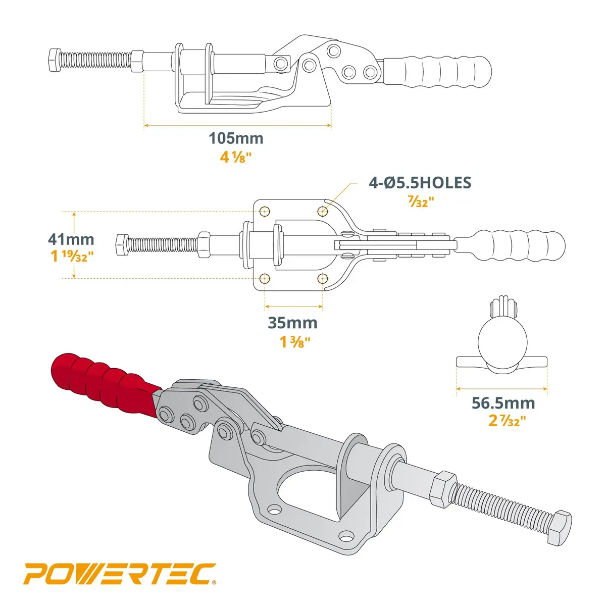 POWERTEC 302F Toggle Clamp 2-Pack | 136 kg (300 lbs) Holding Capacity - view 6