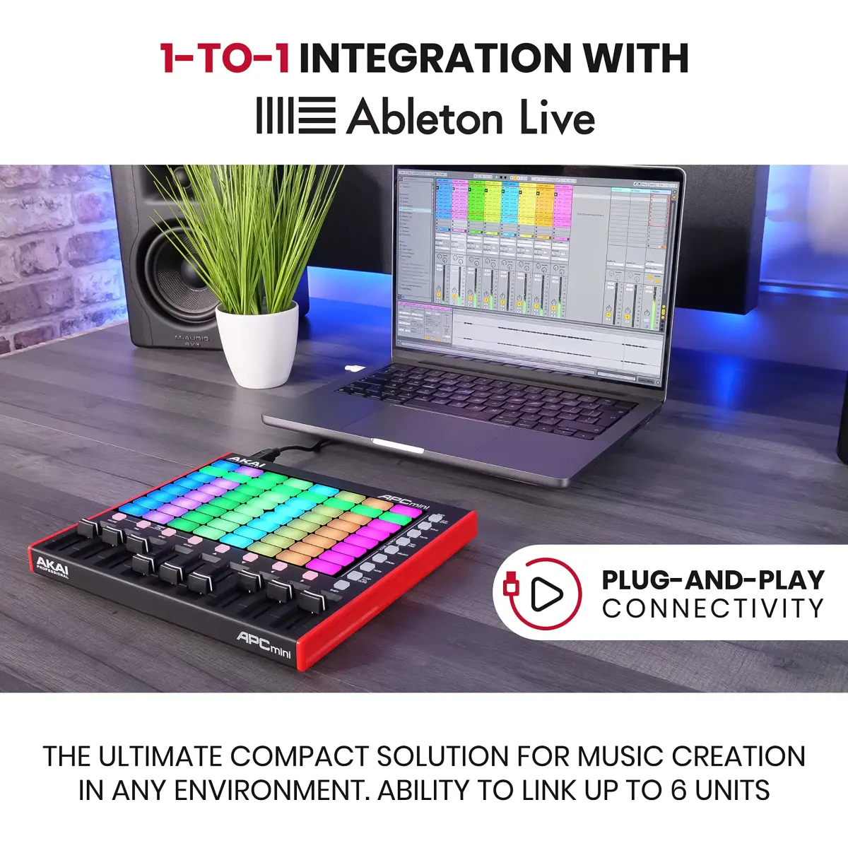 Akai Professional APC Mini MK2 USB MIDI Pad Controller | 64 RGB Pads, 9 Faders, Ableton Live Lite Included - view 2