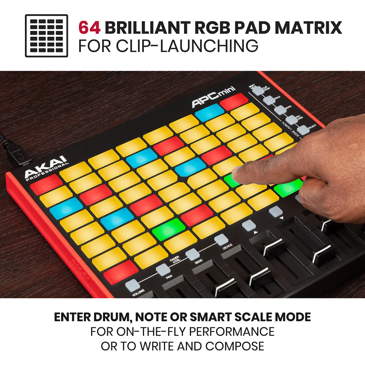 Akai Professional APC Mini MK2 USB MIDI Pad Controller | 64 RGB Pads, 9 Faders, Ableton Live Lite Included - view 3