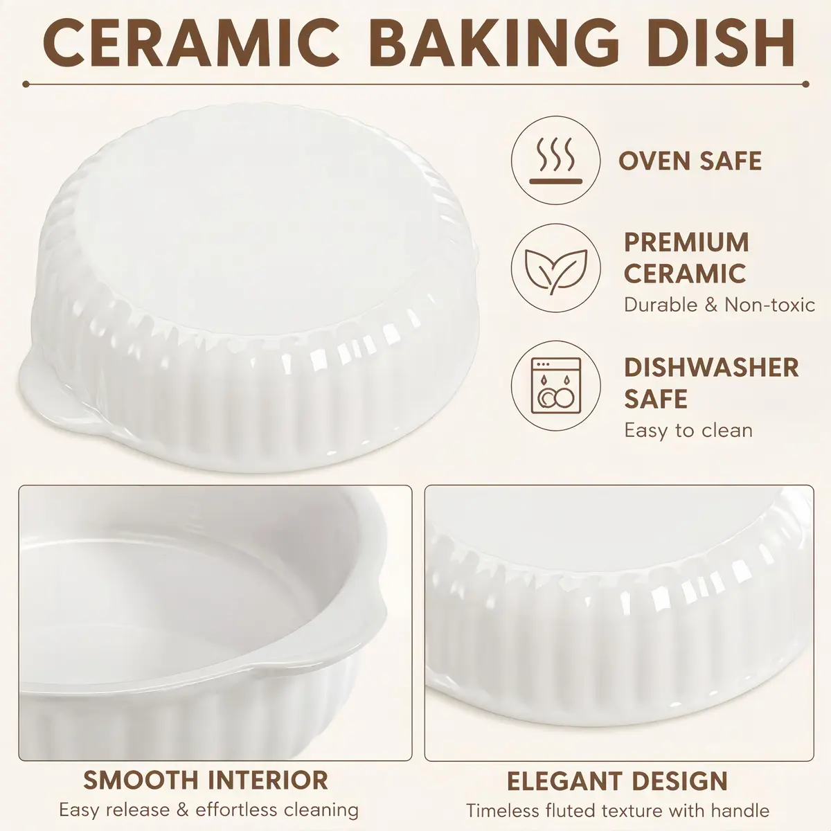 Mezchi 14 oz Porcelain Ramekins Oven Safe | Large Ceramic Creme Brulee & Souffle Dishes with Handles - view 8