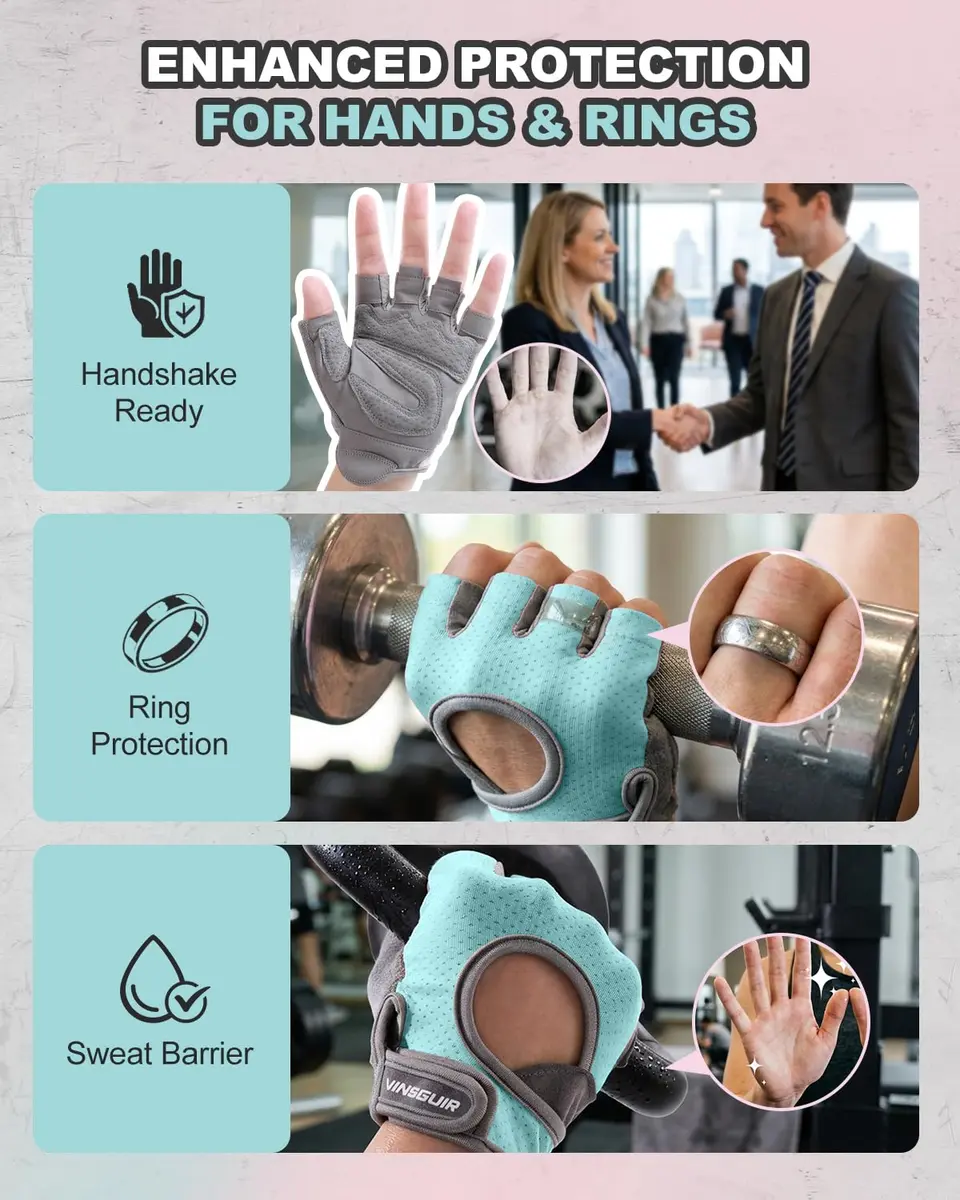 VINSGUIR Workout Gloves for Women and Men | Breathable & Padded Weight Lifting Gloves - view 8