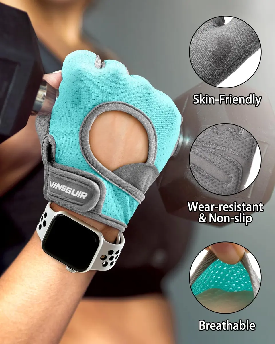 VINSGUIR Workout Gloves for Women and Men | Breathable & Padded Weight Lifting Gloves - view 3