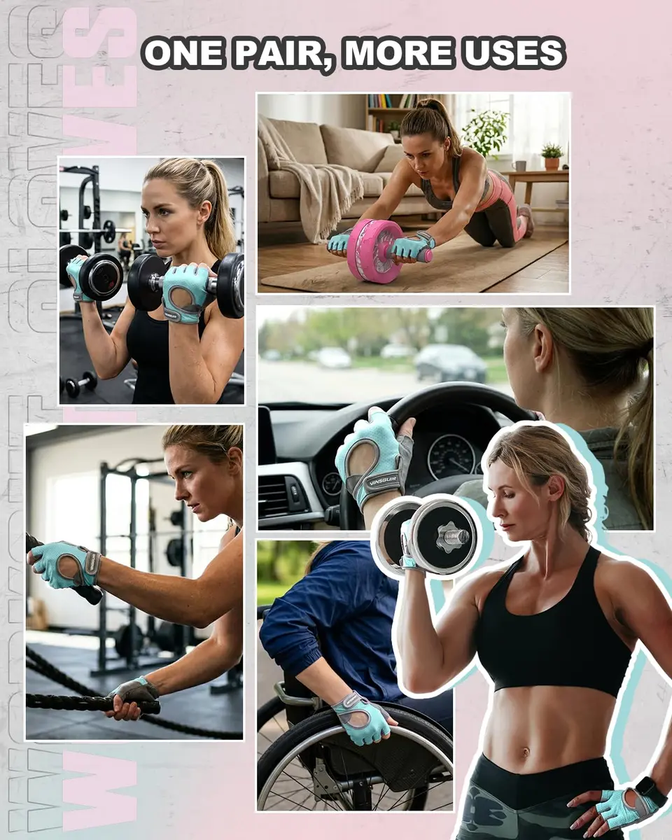 VINSGUIR Workout Gloves for Women and Men | Breathable & Padded Weight Lifting Gloves - view 5