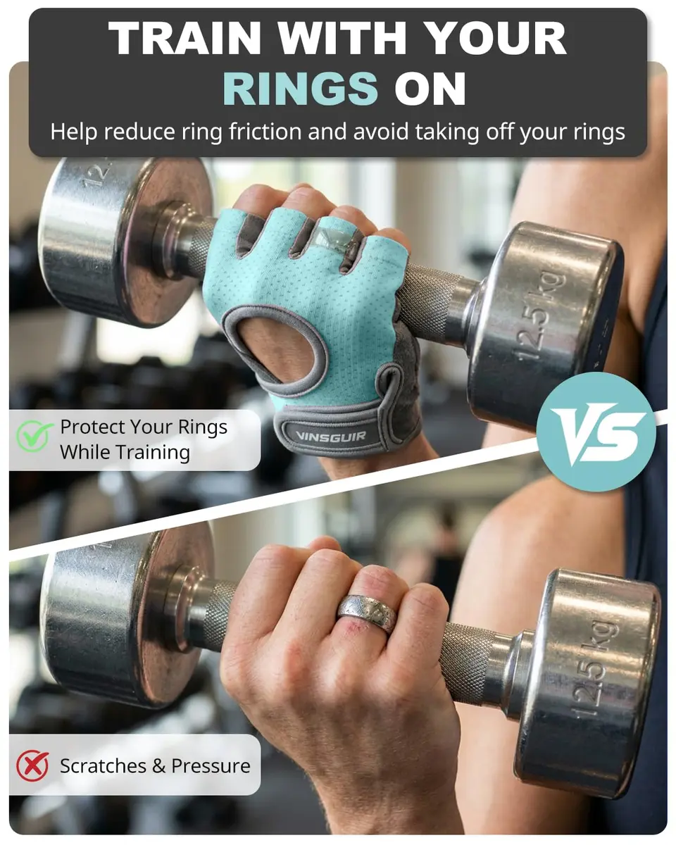 VINSGUIR Workout Gloves for Women and Men | Breathable & Padded Weight Lifting Gloves - view 9