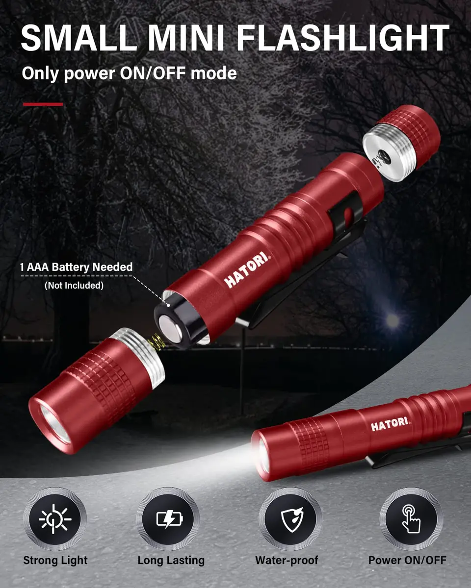 HATORI Mini LED Flashlight 150 Lumens | Compact, Waterproof & Portable for Emergencies - view 2