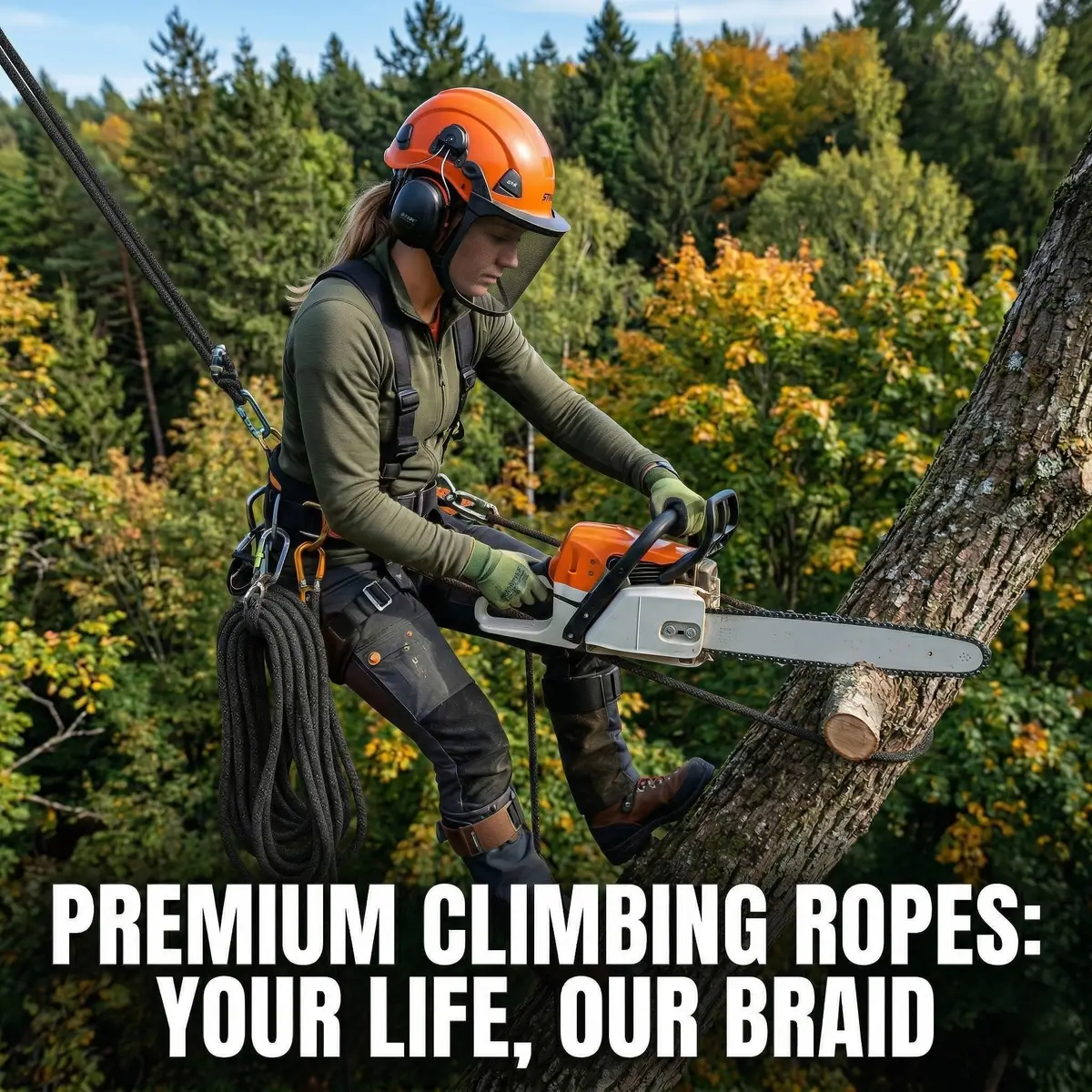 DerziNet Double Braided Arborist Rope 12.7 mm (1/2 Inch) x 15.24 m (50 Feet) Black | 8400 lb Tensile Strength - view 4