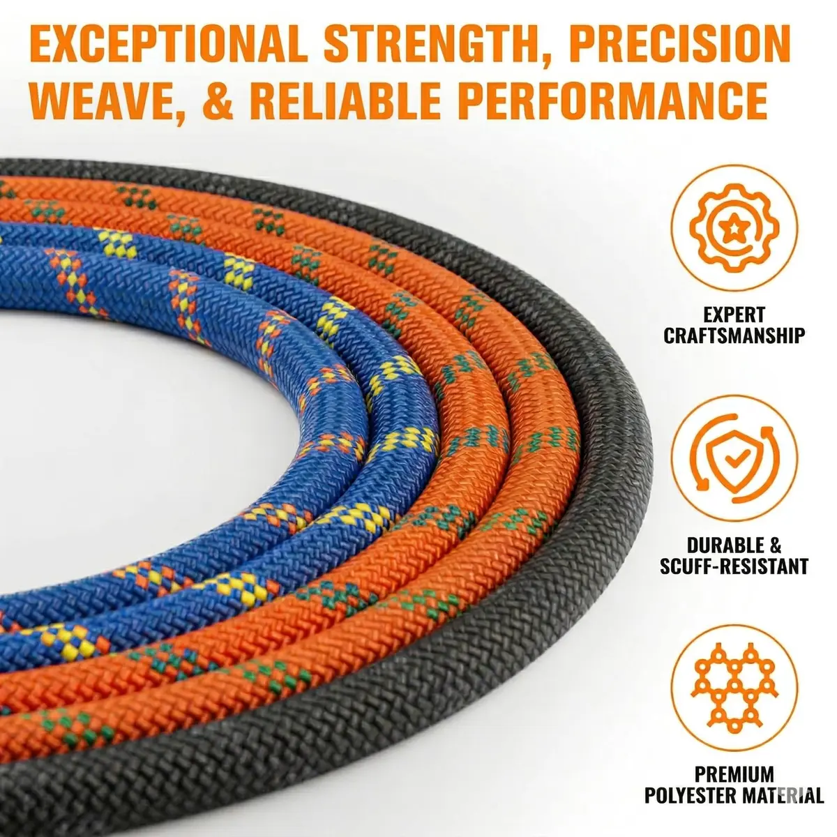 DerziNet Double Braided Arborist Rigging Rope 1.27 cm (1/2 in) x 15.24 m (50 ft) Blue | 37.2 kN (8400 lb) Tensile Strength - view 5