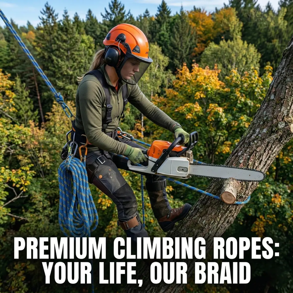 DerziNet Double Braided Arborist Rigging Rope 1.27 cm (1/2 in) x 15.24 m (50 ft) Blue | 37.2 kN (8400 lb) Tensile Strength - view 7