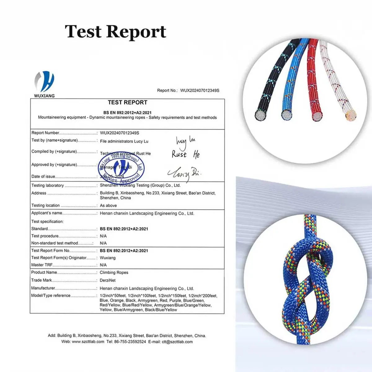 DerziNet Double Braided Arborist Rigging Rope 1.27 cm (1/2 in) x 15.24 m (50 ft) Blue | 37.2 kN (8400 lb) Tensile Strength - view 9