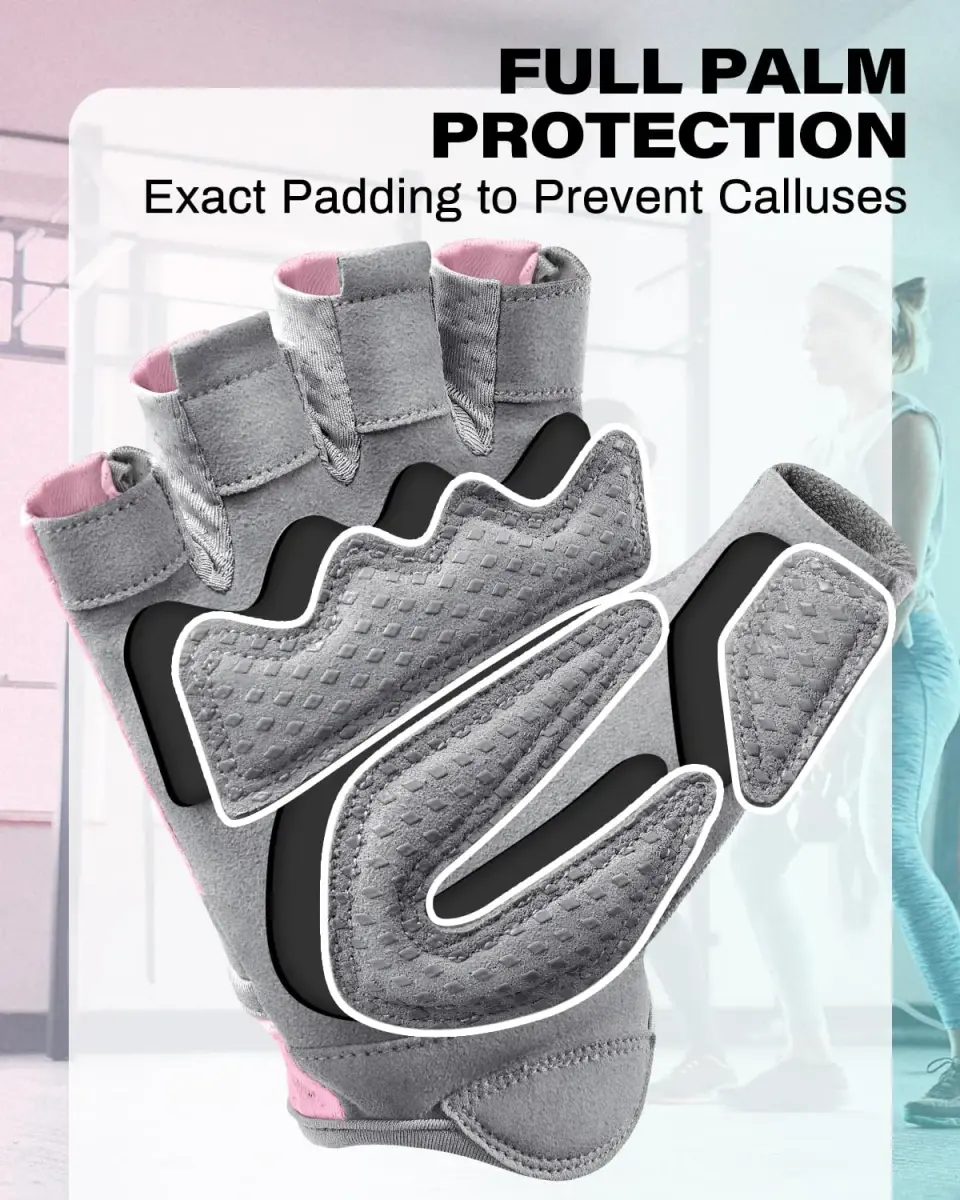 VINSGUIR Workout Gloves - Pink/Gray, Medium Size for Men & Women | Enhanced Grip & Hand Protection - view 4