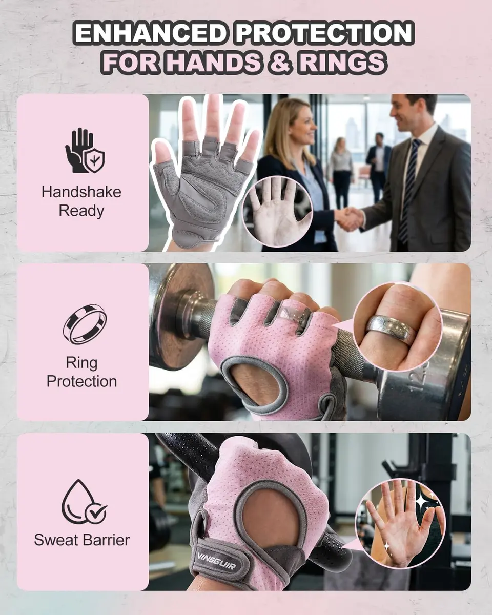 VINSGUIR Workout Gloves for Women and Men | Breathable & Padded Weight Lifting Gloves - view 6