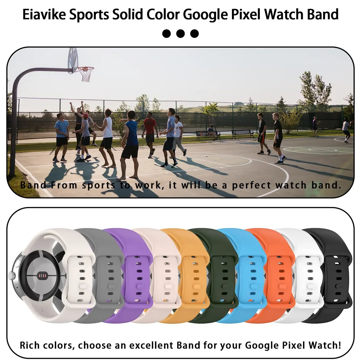 Eiavike Google Pixel Watch 41mm Band | Silicone Replacement Strap for Unisex Adults - view 7