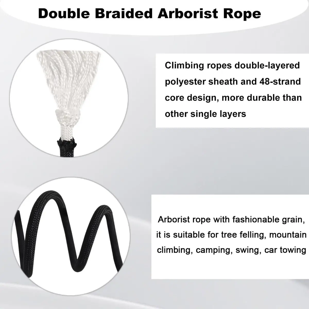 DerziNet Double Braided Arborist Rope - 12.7 mm (1/2 Inch) x 30.48 m (100 Feet) Polyester Climbing Rope | 3810 kg (8400 lb) Tensile Strength - view 3