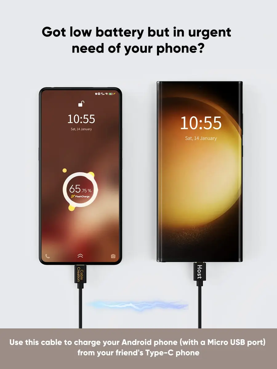 CableCreation USB C to Micro USB Cable, 480Mbps Data, OTG Cord, 1M | Braided, Fast Charging - view 3