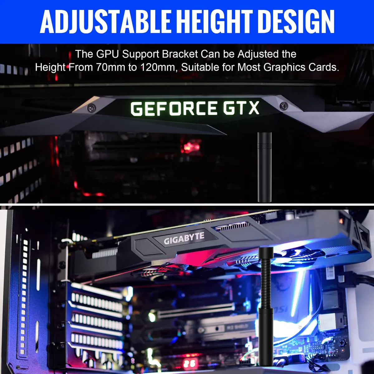 Aivalas GPU Support Bracket Black | Adjustable Anti Sag Video Card Holder for Universal Graphics Card - view 4