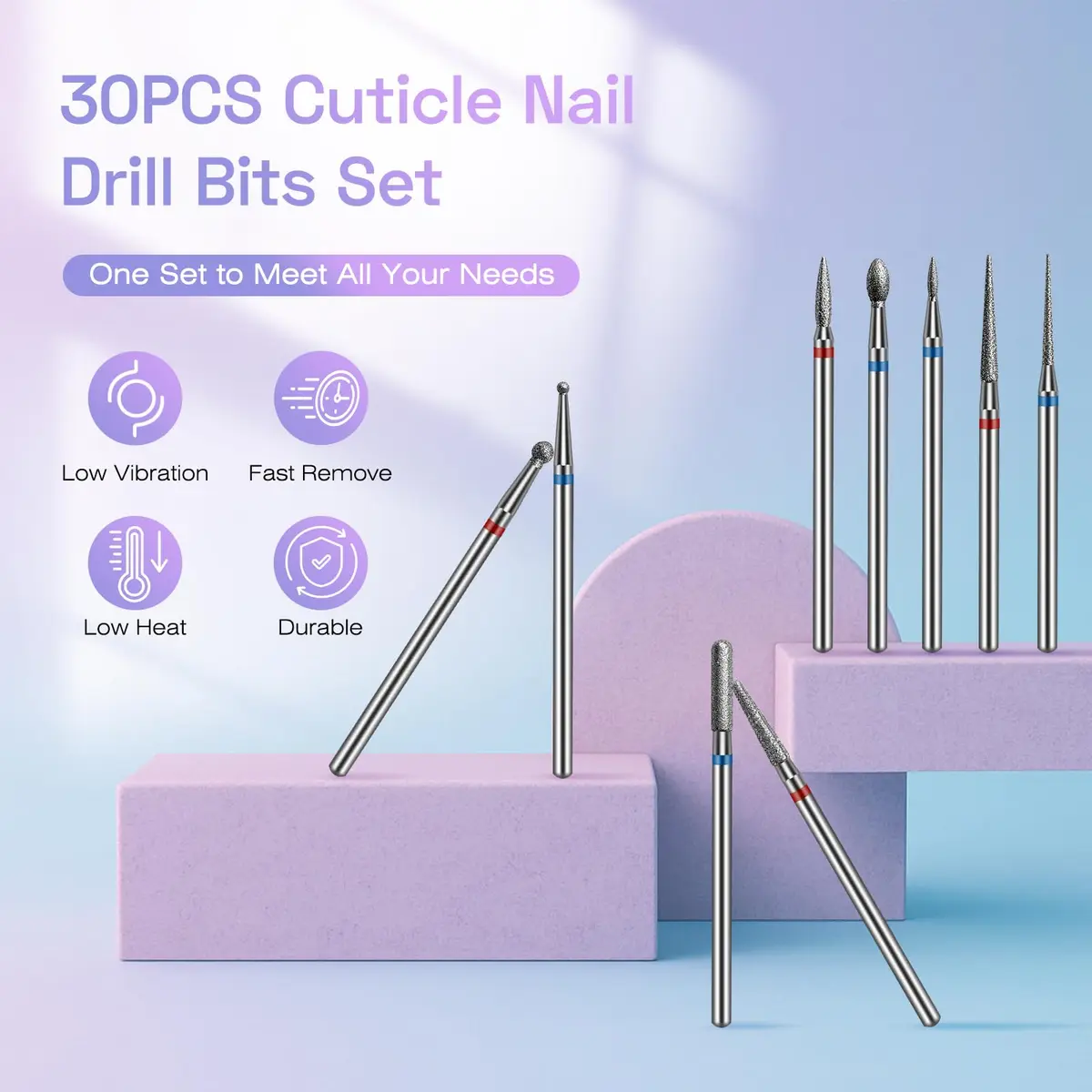 Rolokit 30PCS Diamond Nail Drill Bits Set for Cuticle Acrylic Gel Removal | Durable, Safe & Compatible with Most Drills - view 7