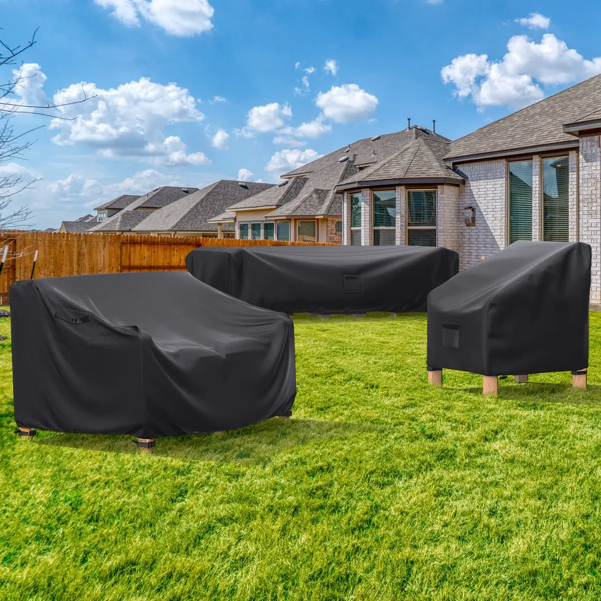 BROSYDA Waterproof Outdoor Couch Cover 90"L×34"D×32"H Black | Heavy-Duty Patio Sofa Cover - view 7