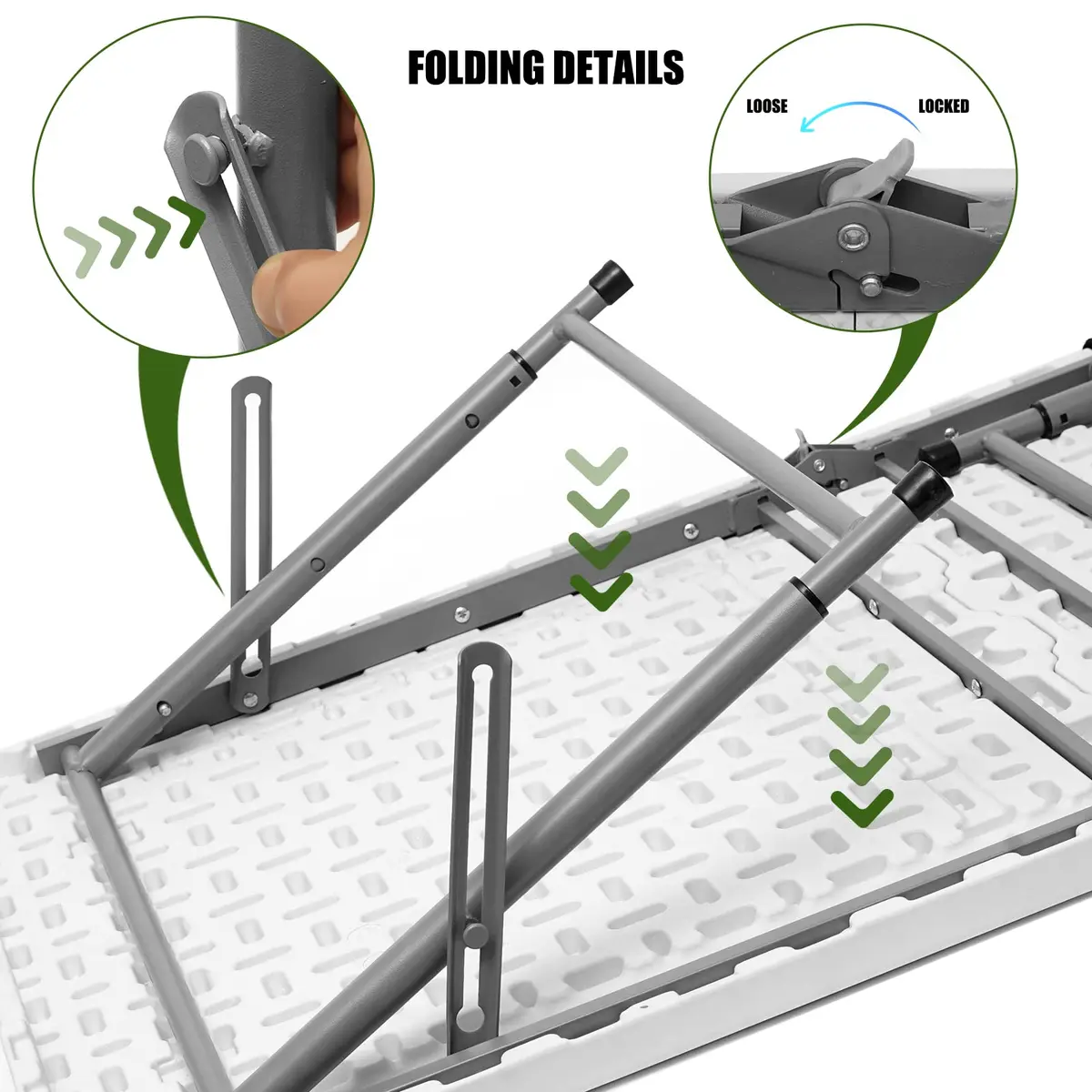 Byliable Folding Table 4 Foot | Heavy Duty Plastic Utility Table, White, 4ft, Foldable & Portable - view 7