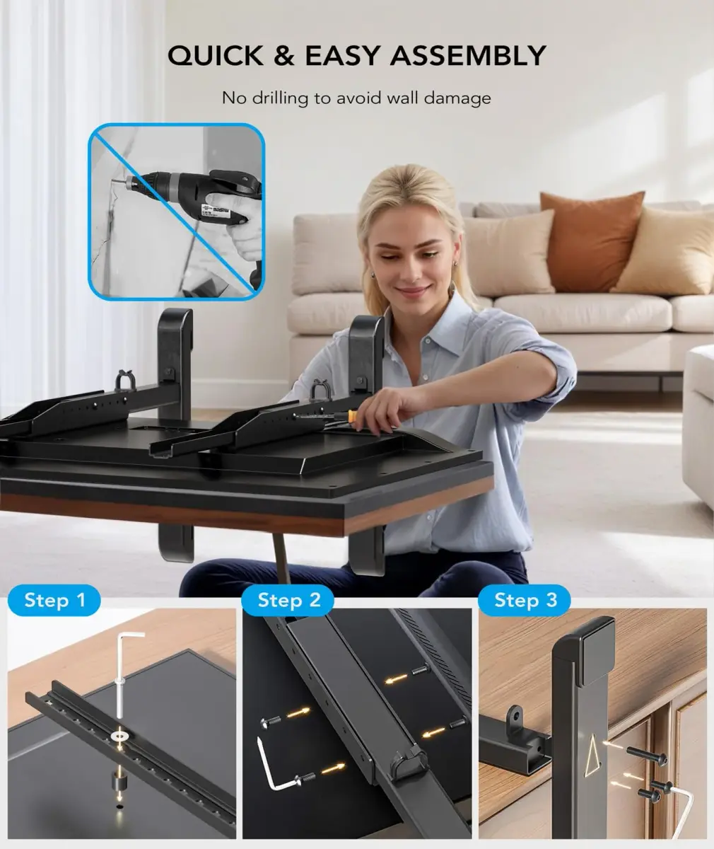 AX WABER Universal TV Stand for 24-80 Inch TVs | 7-Level Height Adjustable Tabletop Mount - view 7