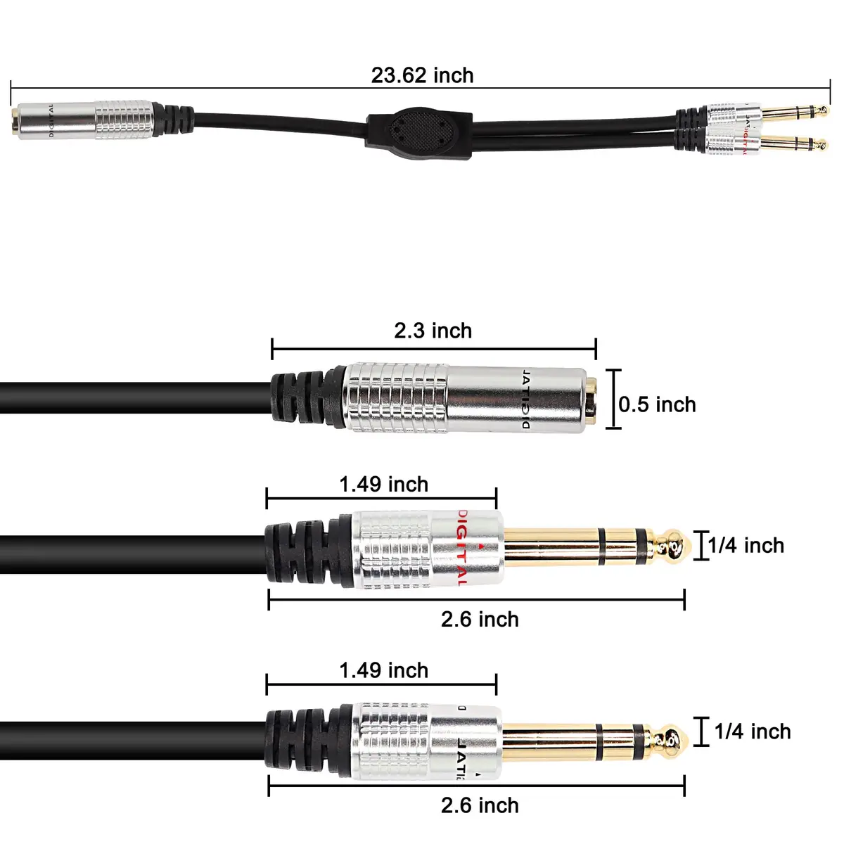 XMSJSIY 6.35mm 1/4TRS Headphone Splitter Cable 50cm | Clear Sound for Professional & Home Audio - view 3