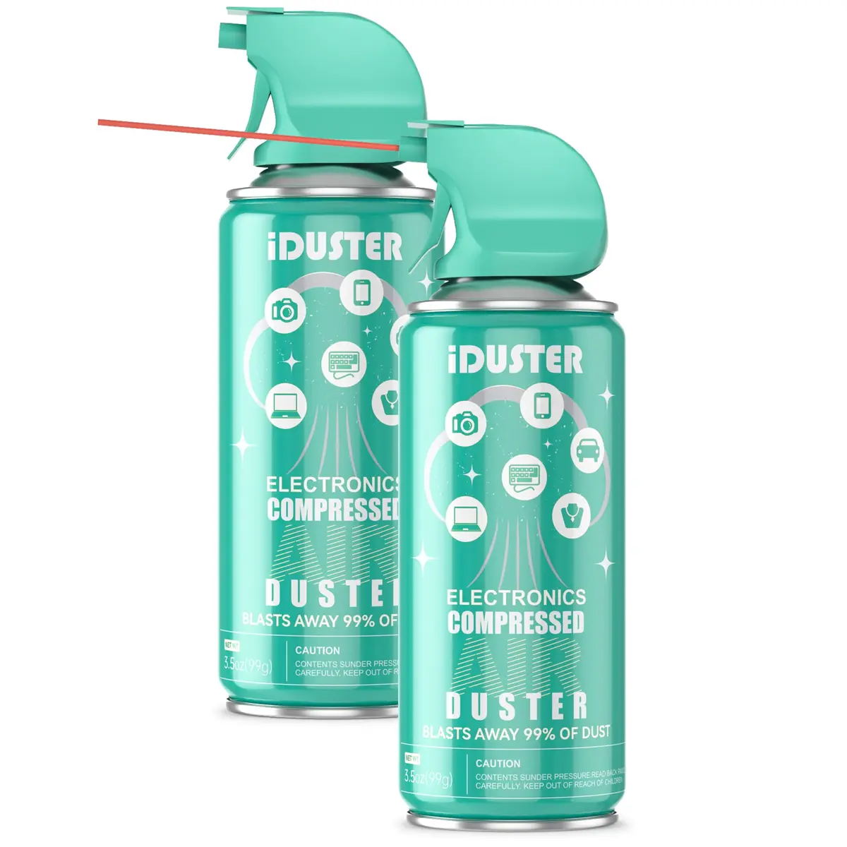 iDuster Compressed Air Duster for Electronics - 2x 3.5oz Cans | Powerful Dust Removal for Keyboards & PCs - main product image