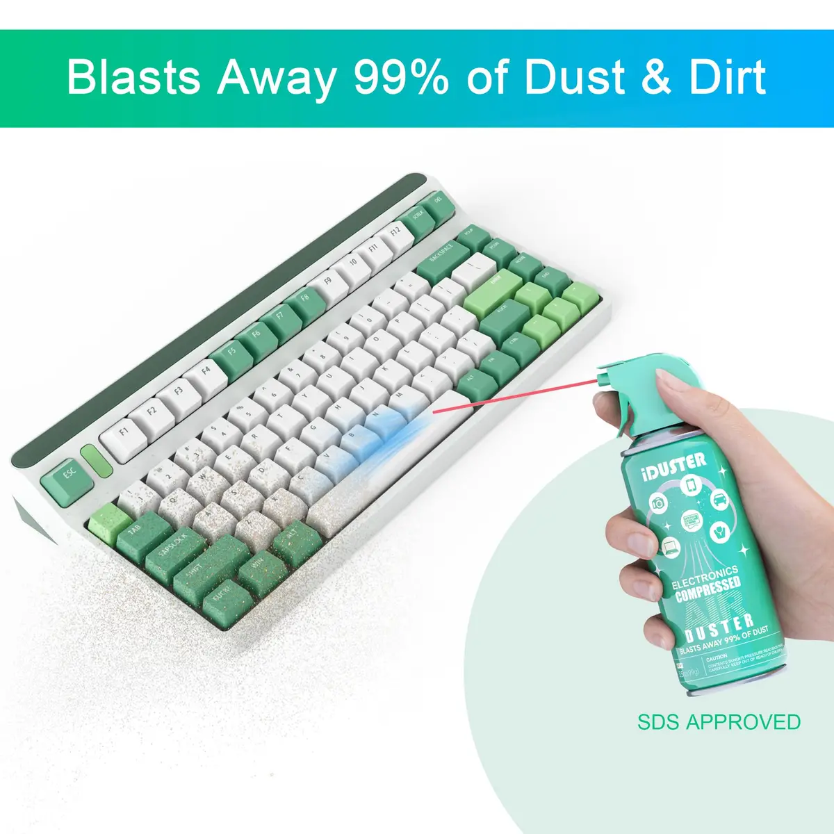 iDuster Compressed Air Duster for Electronics - 2x 3.5oz Cans | Powerful Dust Removal for Keyboards & PCs - view 2